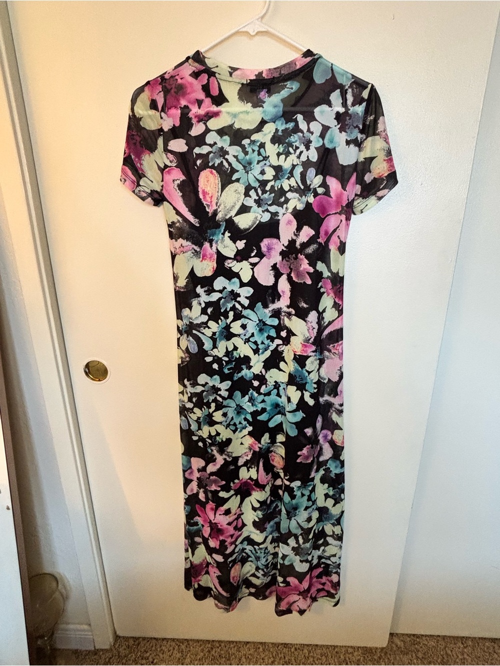 Steve Madden Semi-sheer Short Sleeve Floral Maxi Dress with Slip Dress NWT